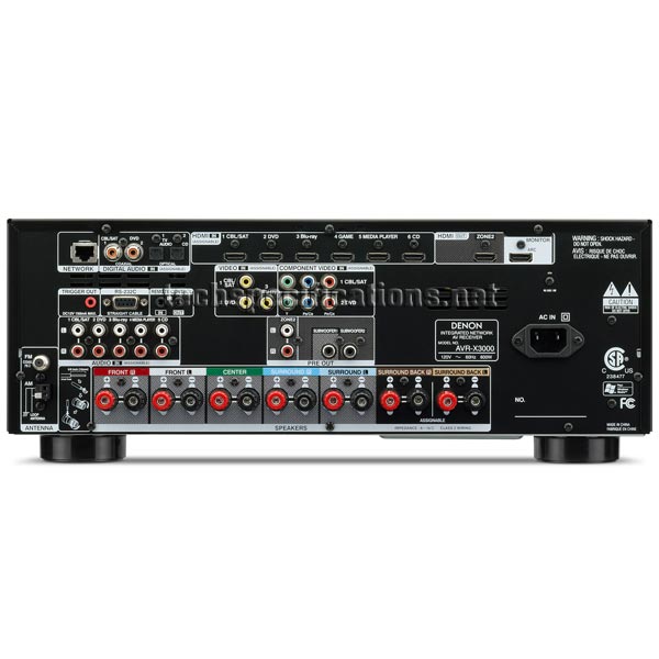 technical specifications of denon avr-x3000 av receiver