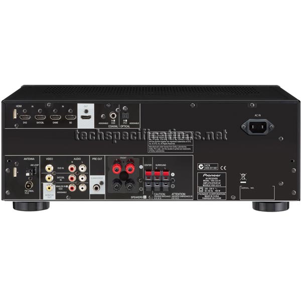 technical specifications of pioneer vsx-323-k av receiver