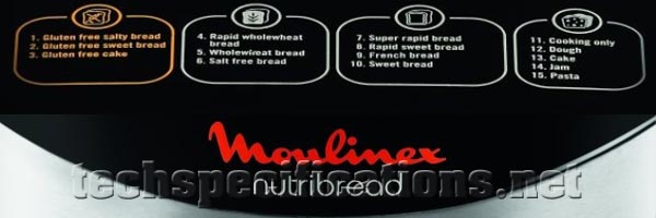 moulinex ow311E30 breadmaker tech specs
