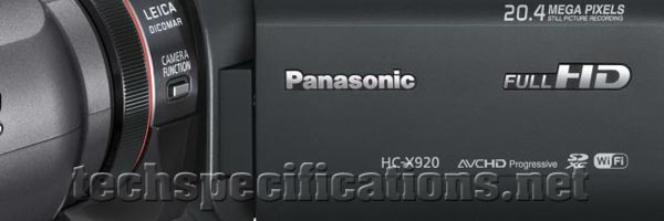 Panasonic HC-X920 Video Camera Tech Specs