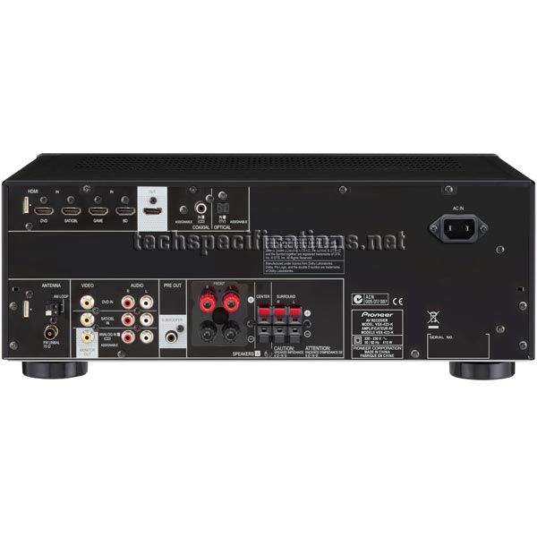 technical specifications of pioneer vsx-423-k av receiver